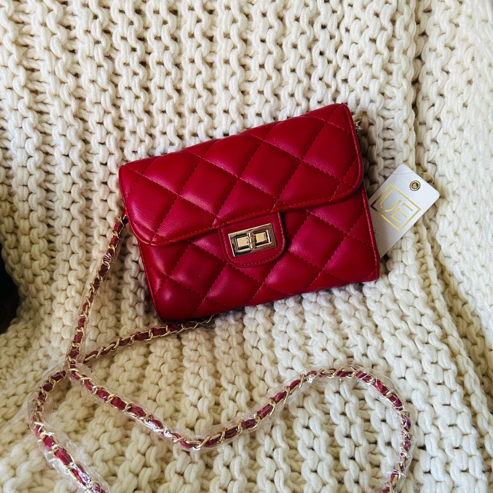 Red quilted leather crossbody